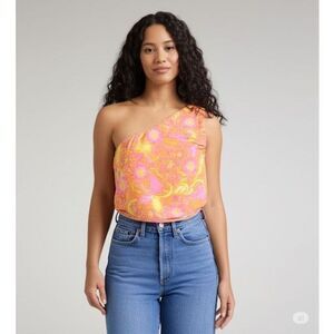 House Of Harlow One Shoulder Crop Top size L Orange Pink